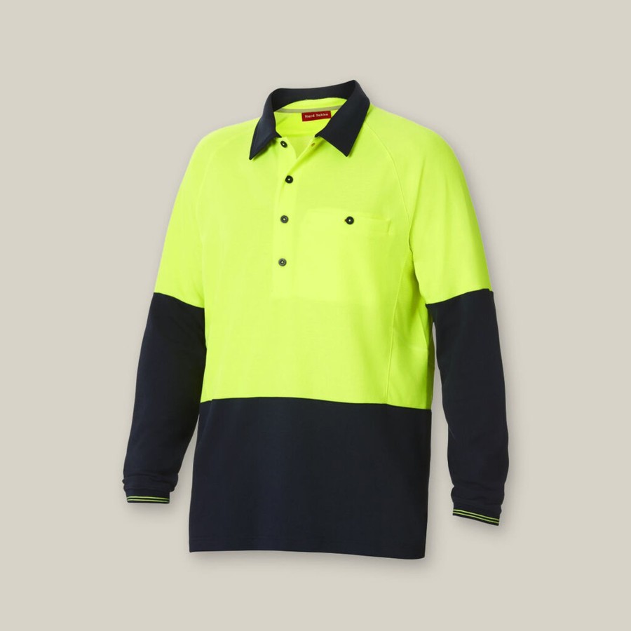 Clothing Hard Yakka Hi-Vis | Core Hi-Vis 2 Tone Vented Long Sleeve Polo