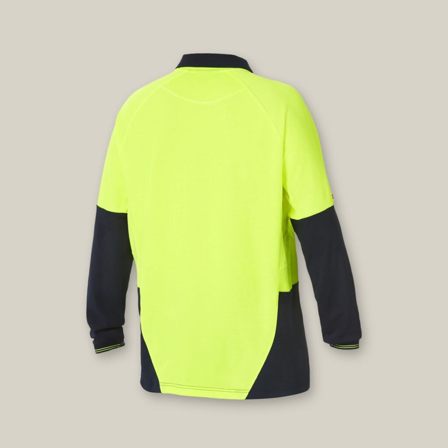 Clothing Hard Yakka Hi-Vis | Core Hi-Vis 2 Tone Vented Long Sleeve Polo