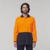 Clothing Hard Yakka Hi-Vis | Mens Long Sleeve Hi Vis Polo