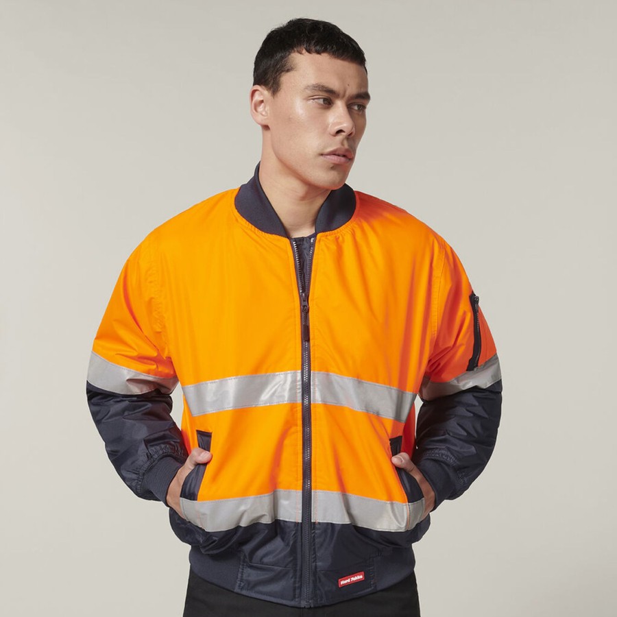 Clothing Hard Yakka Hi-Vis | Core Hi-Vis 2 Tone Taped Waterproof Bomber Jacket