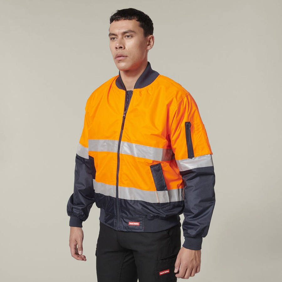 Clothing Hard Yakka Hi-Vis | Core Hi-Vis 2 Tone Taped Waterproof Bomber Jacket