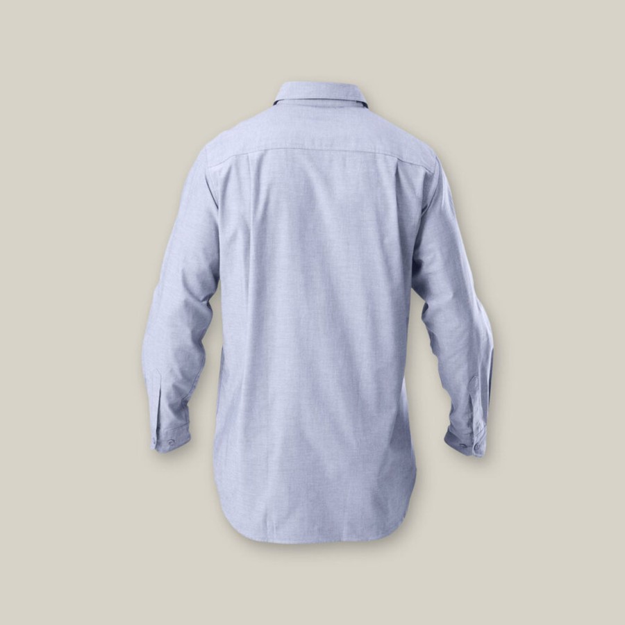 Clothing Hard Yakka Shirts | Long Sleeve Chambray Open Front Cotton Work Shirt