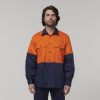 Clothing Hard Yakka Hi-Vis | Core Hi-Vis Long Sleeve 2 Tone Vented Cotton Shirt