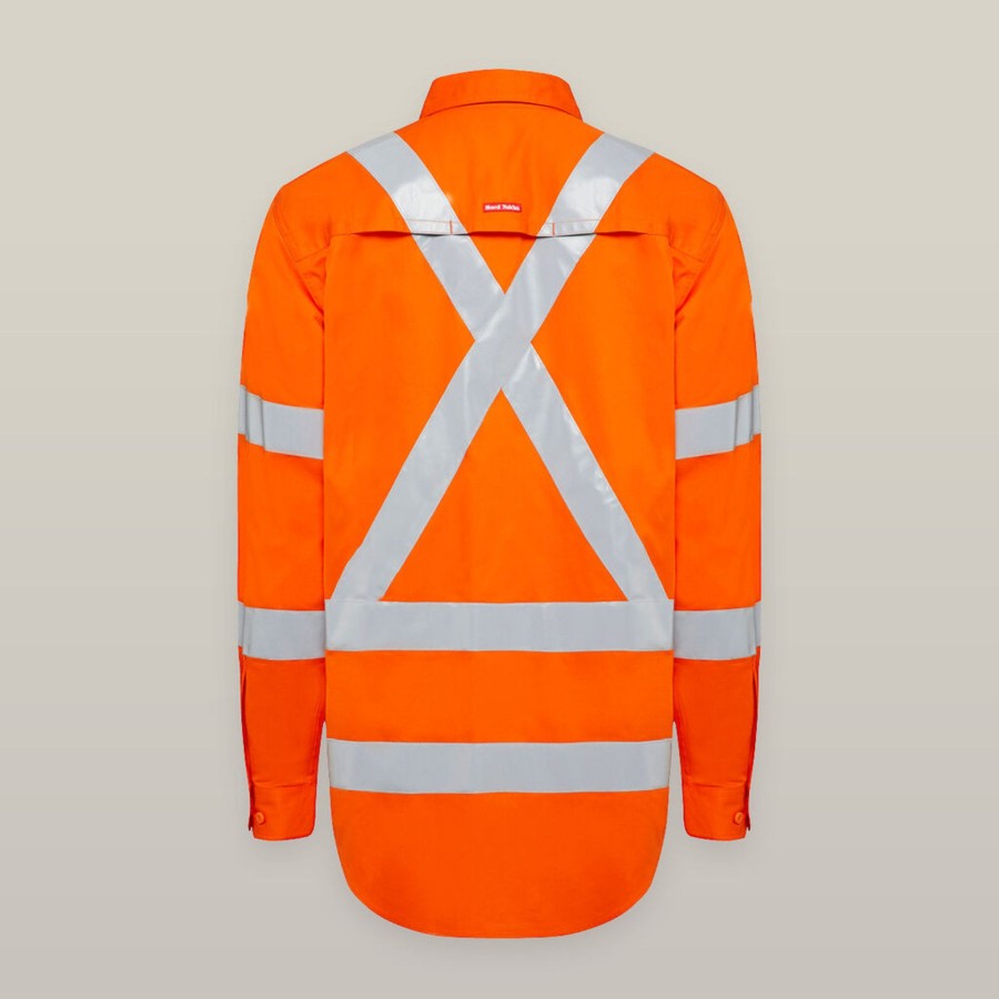 Clothing Hard Yakka Hi-Vis | Women'S Core Biomotion Hi-Vis Taped Long Sleeve Cross Back