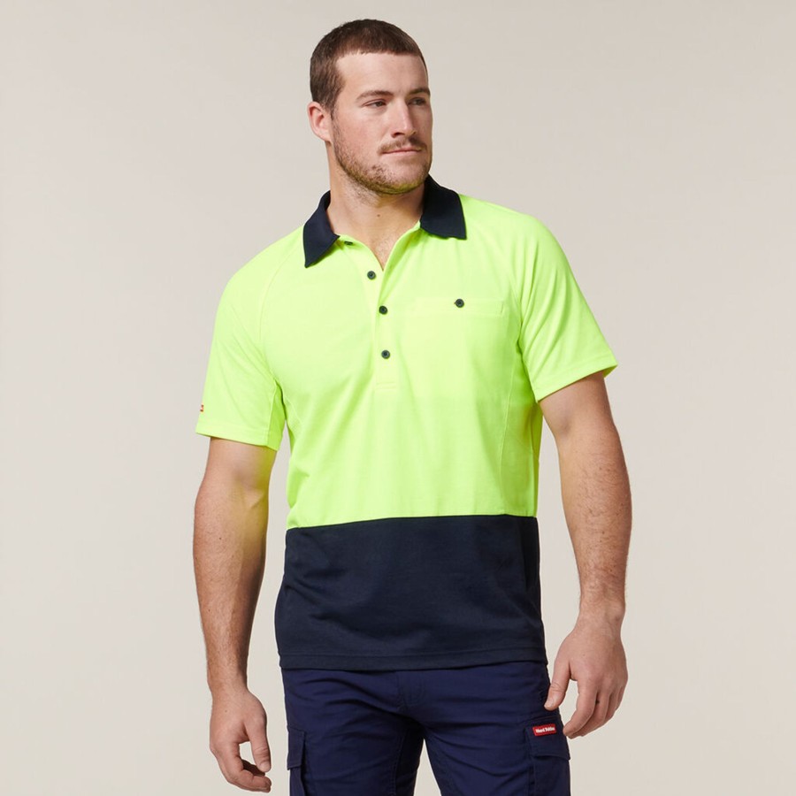 Clothing Hard Yakka Hi-Vis | Core Hi-Vis 2 Tone Vented Short Sleeve Polo