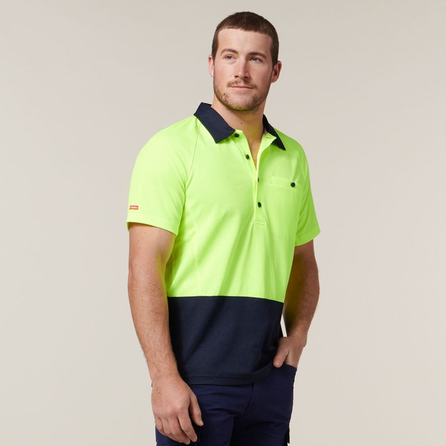 Clothing Hard Yakka Hi-Vis | Core Hi-Vis 2 Tone Vented Short Sleeve Polo