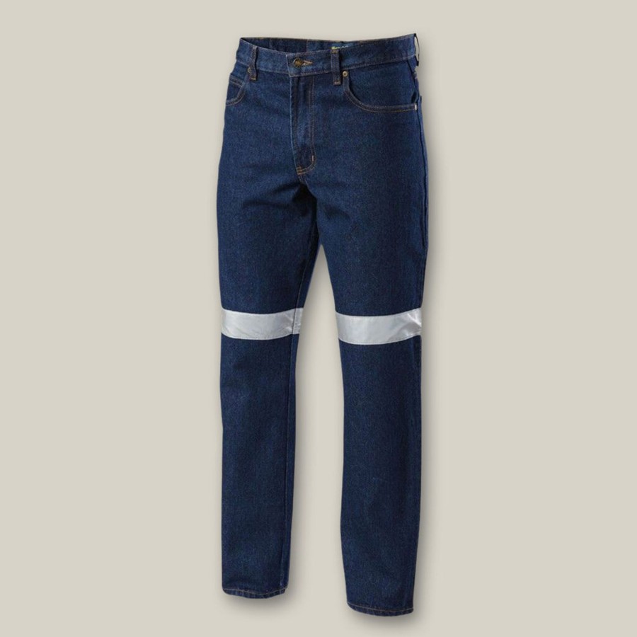 Clothing Hard Yakka Hi-Vis | Enzyme Washed Straight Leg Taped Denim Jeans