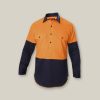 Clothing Hard Yakka Hi-Vis | Hi-Vis 2 Tone Closed Front Long Sleeve Shirt With Gusset