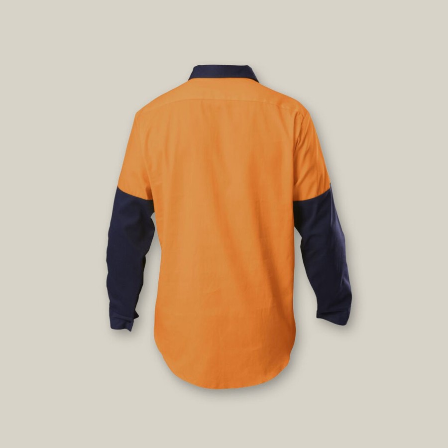 Clothing Hard Yakka Hi-Vis | Hi-Vis 2 Tone Closed Front Long Sleeve Shirt With Gusset