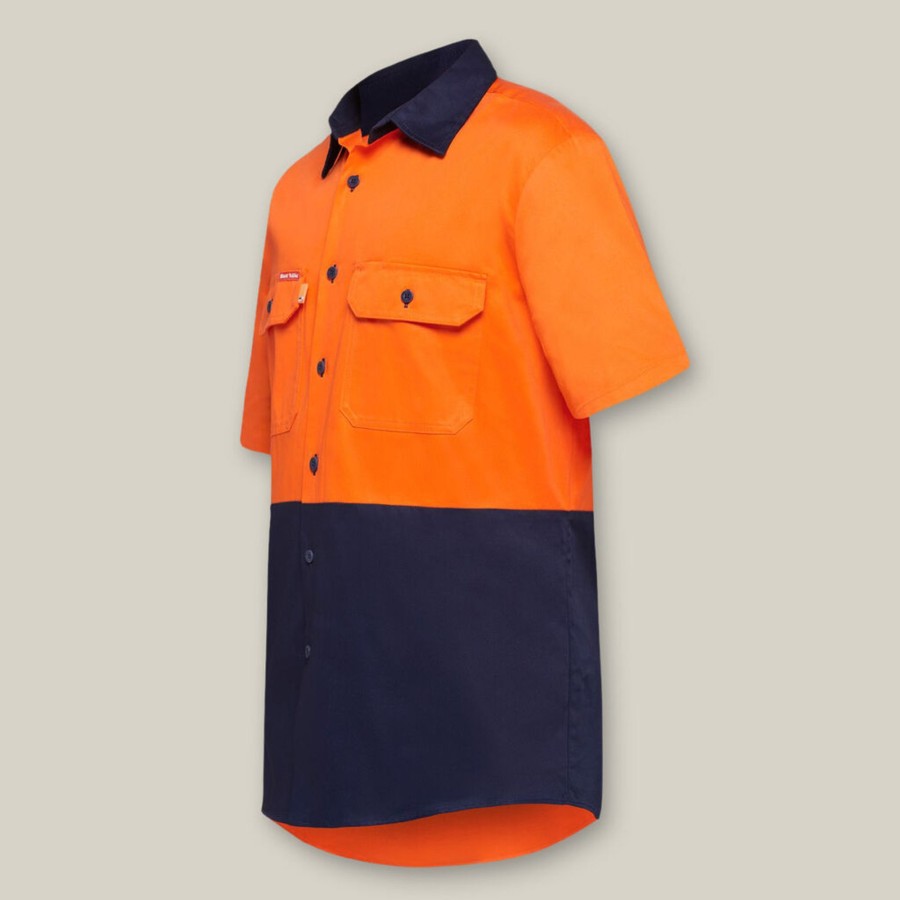 Clothing Hard Yakka Hi-Vis | Core Hi-Vis Light Weight Vented Short Sleeve Cotton Shirt