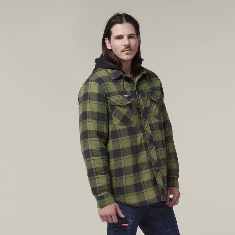 Clothing Hard Yakka Jackets & Vests | Quilted Flannel Hooded Shacket