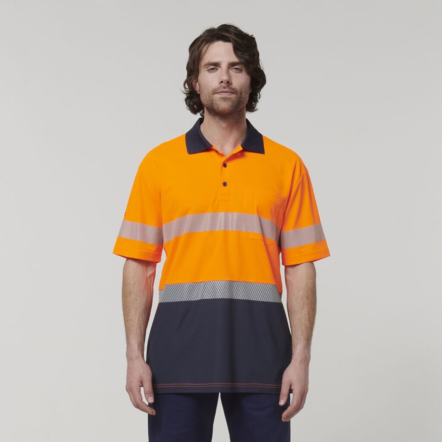 Clothing Hard Yakka Hi-Vis | Mens Short Sleeve Hi Vis Taped Polo