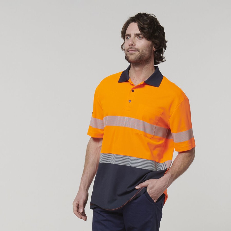 Clothing Hard Yakka Hi-Vis | Mens Short Sleeve Hi Vis Taped Polo