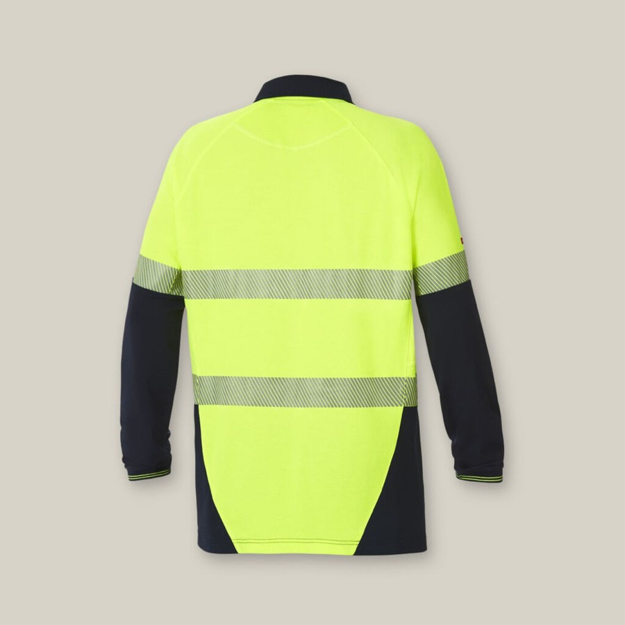 Clothing Hard Yakka Hi-Vis | Core Hi-Vis 2 Tone Taped Vented Long Sleeve Polo