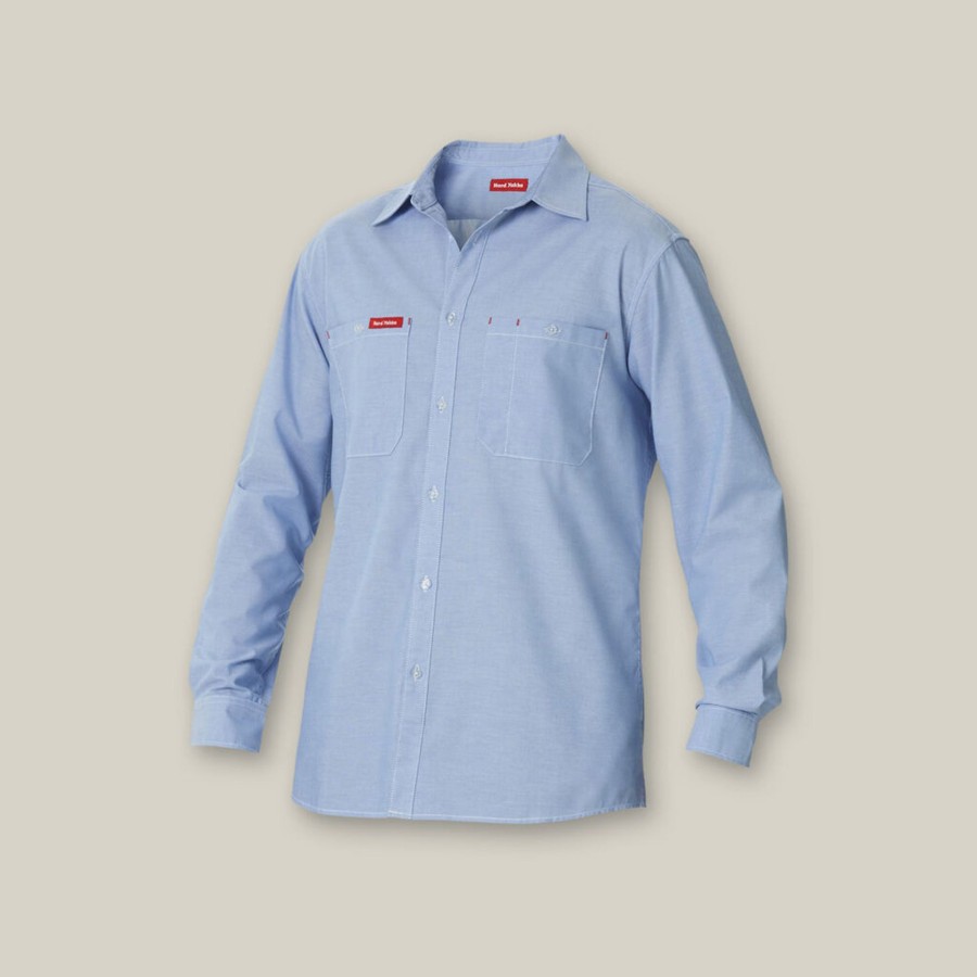 Clothing Hard Yakka Shirts | Long Sleeve Chambray Poly Cotton Work Shirt