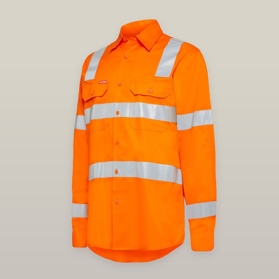 Clothing Hard Yakka Hi-Vis | Women'S Foundations Biomotion Hi-Vis Taped Long Sleeve Shirt