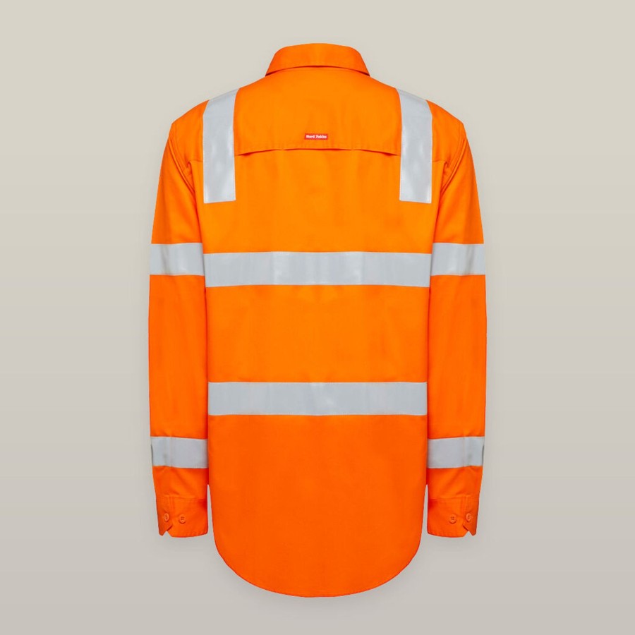 Clothing Hard Yakka Hi-Vis | Women'S Foundations Biomotion Hi-Vis Taped Long Sleeve Shirt