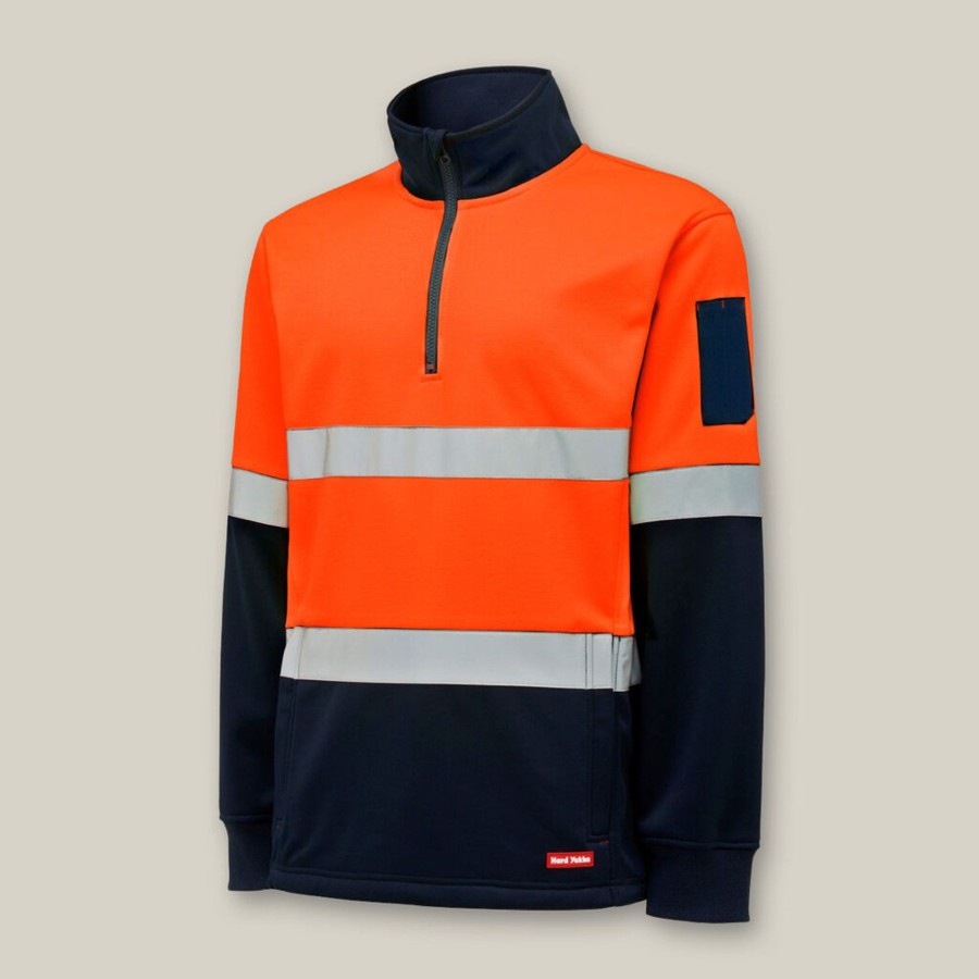 Clothing Hard Yakka Hi-Vis | Hi-Vis 2 Tone 1/4 Zip Brushed Taped Fleece Jumper