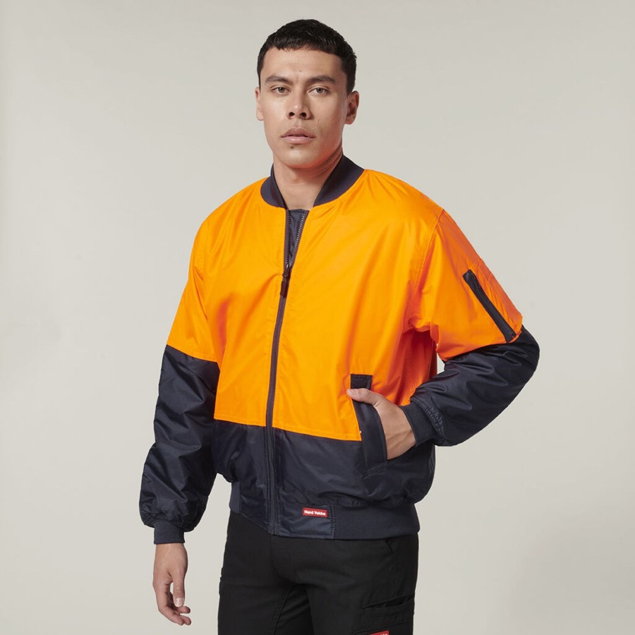 Clothing Hard Yakka Hi-Vis | Core Hi-Vis 2 Tone Waterproof Bomber Jacket