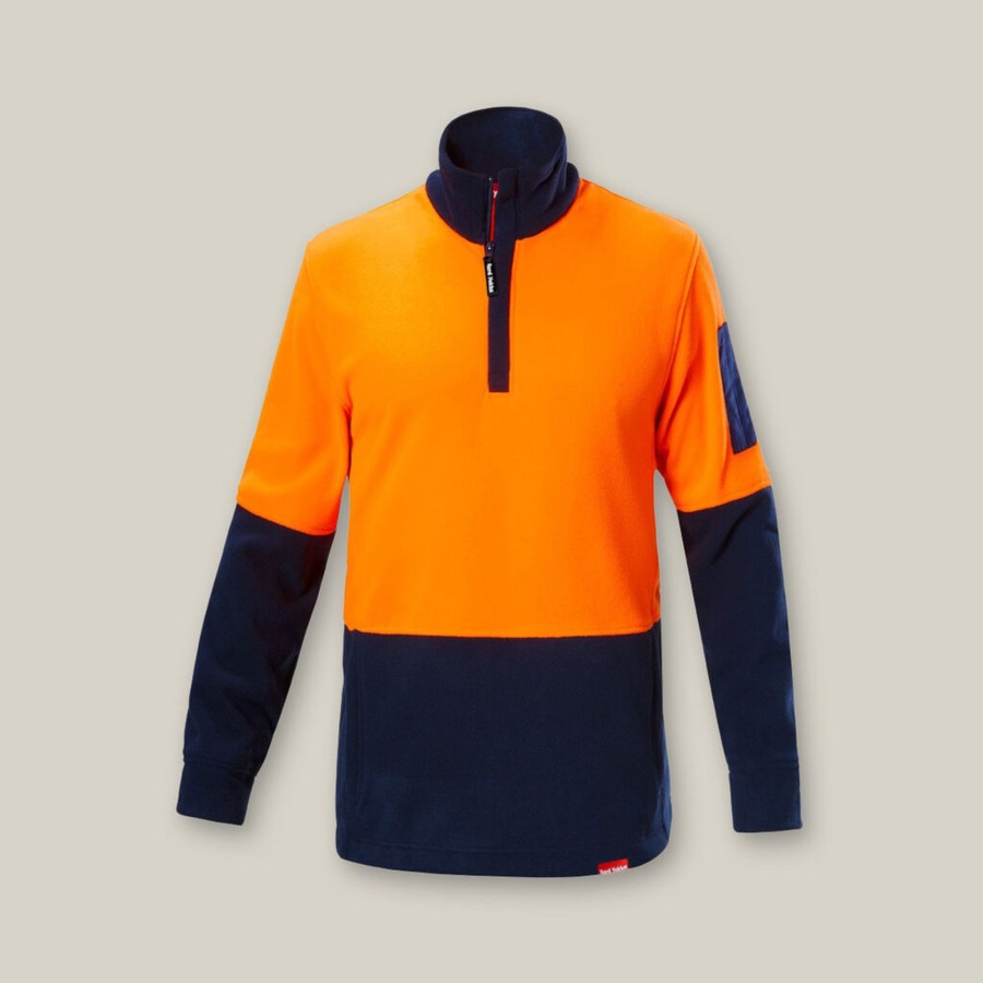 Clothing Hard Yakka Hi-Vis | Hi-Vis 2 Tone 1/4 Zip Brushed Fleece Jumper