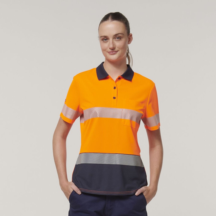 Clothing Hard Yakka Polos | Womens Short Sleeve Hi Vis Taped Polo