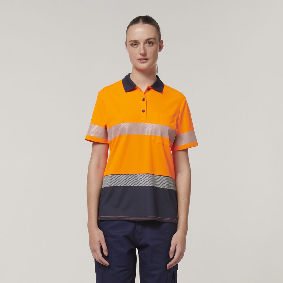 Clothing Hard Yakka Polos | Womens Short Sleeve Hi Vis Taped Polo