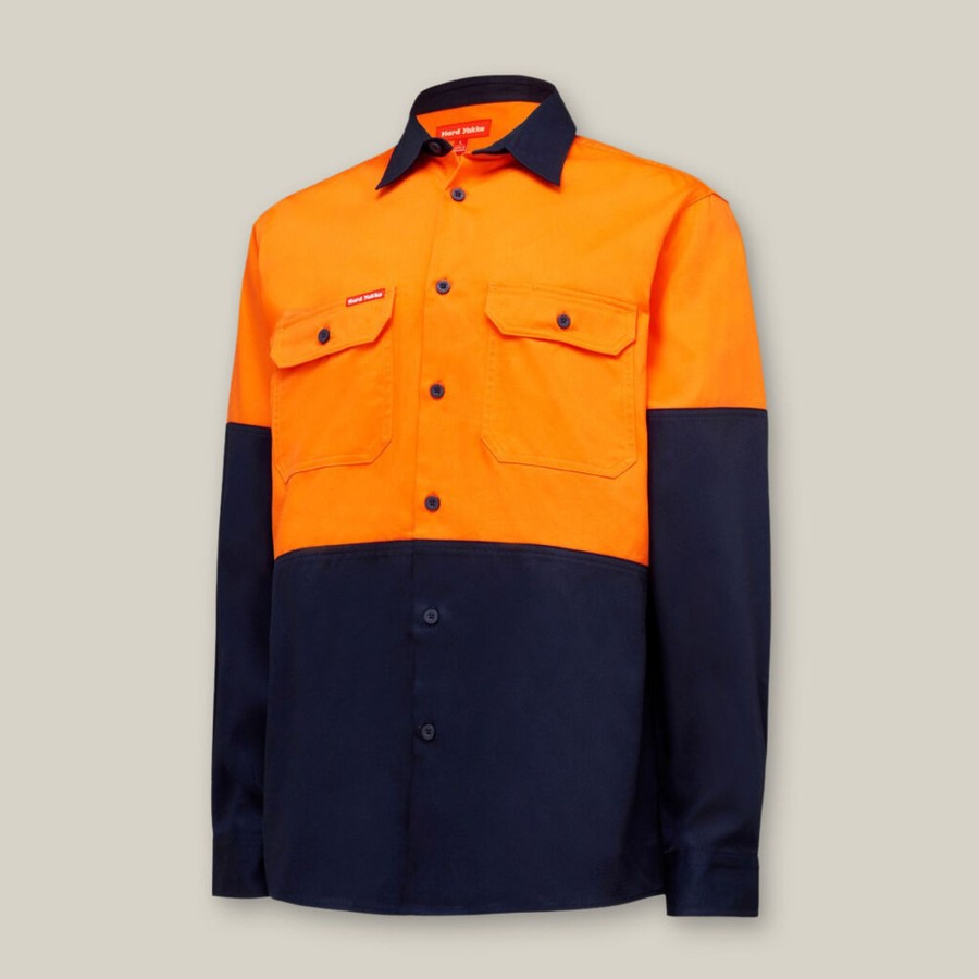 Clothing Hard Yakka Hi-Vis | Core Hi-Vis Long Sleeve Heavyweight Cotton Drill Shirt