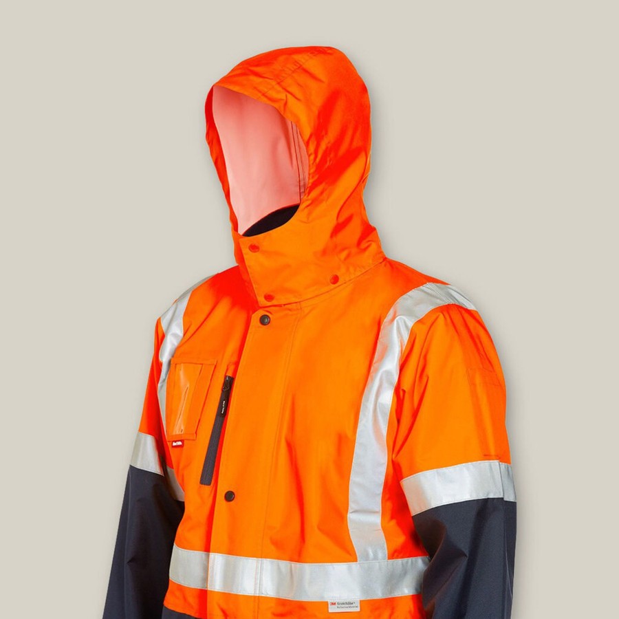 Clothing Hard Yakka Hi-Vis | Hi-Vis 4-In-1 Taped Wet Weather Jacket