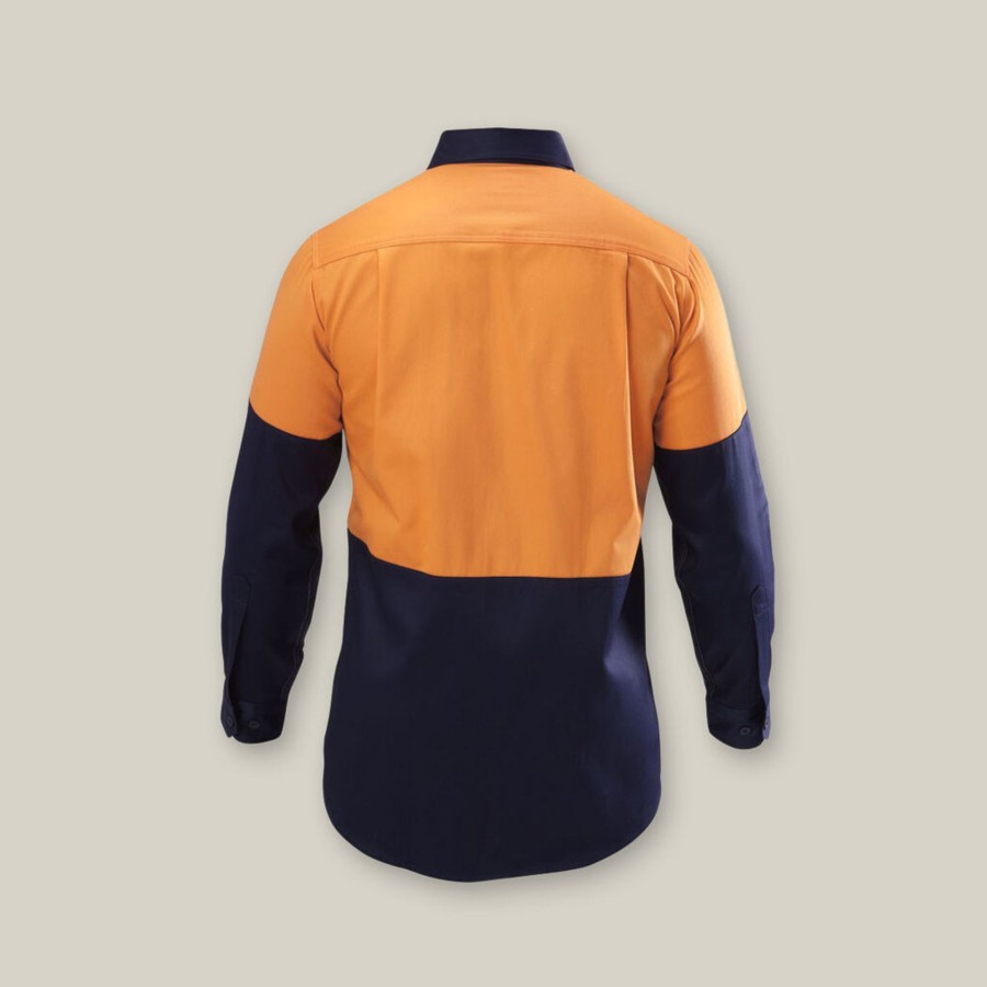 Clothing Hard Yakka Hi-Vis | Hi-Vis 2 Tone Long Sleeve Cotton Drill Work Shirt