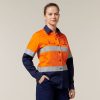 Clothing Hard Yakka Hi-Vis | Women'S Hi-Vis Lightweight 2 Tone Taped Long Sleeve Shirt